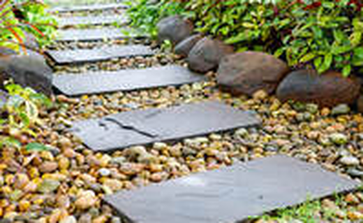 Path way made of stone slabs and gravel